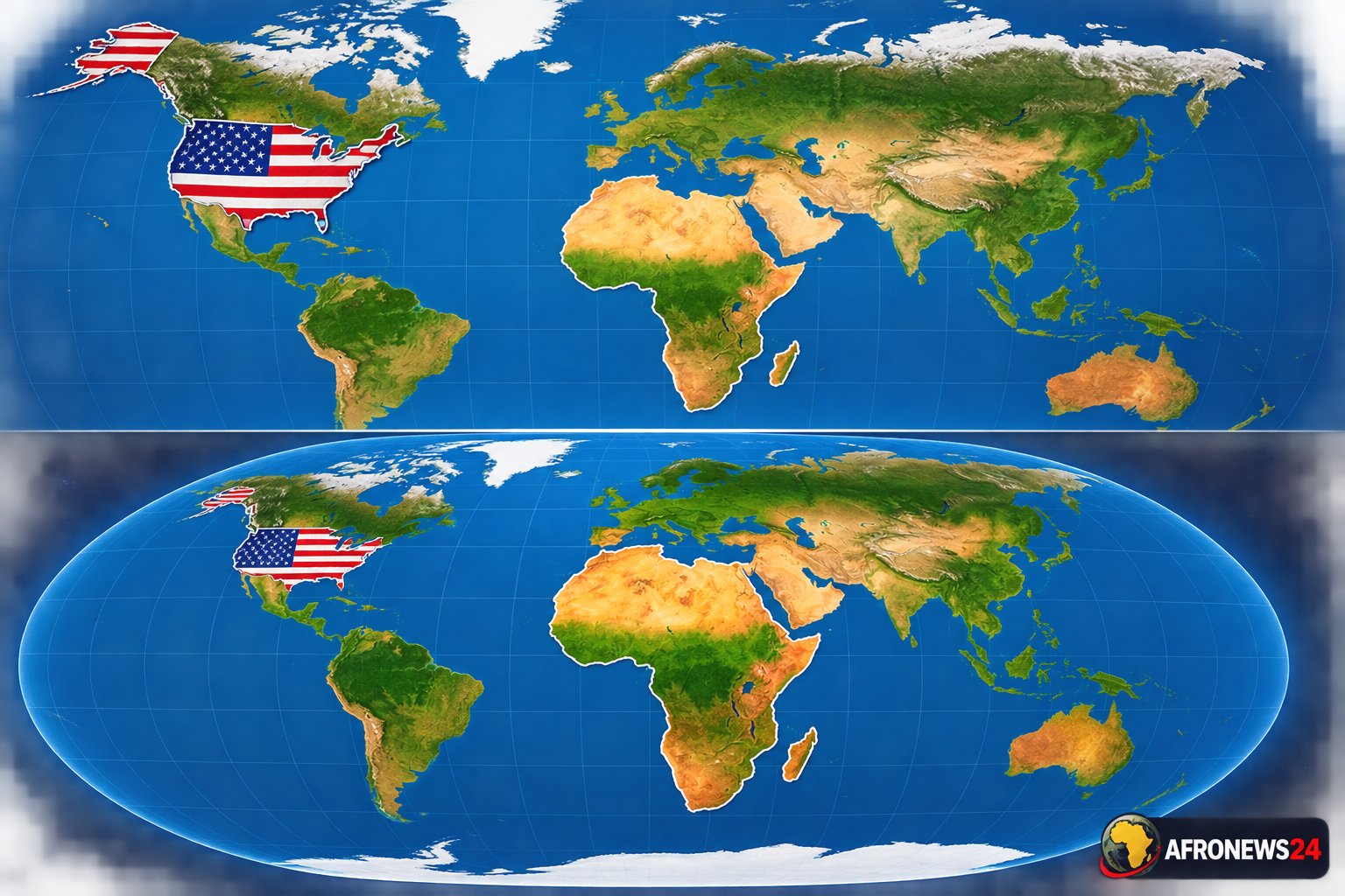 La version Mercator vs la version "Correct the Map"